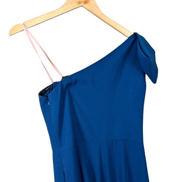 Gal Meets Glam Sylvia Jumpsuit Blue One Shoulder Bow size 6 Small Sleeveless - Picture 6 of 12